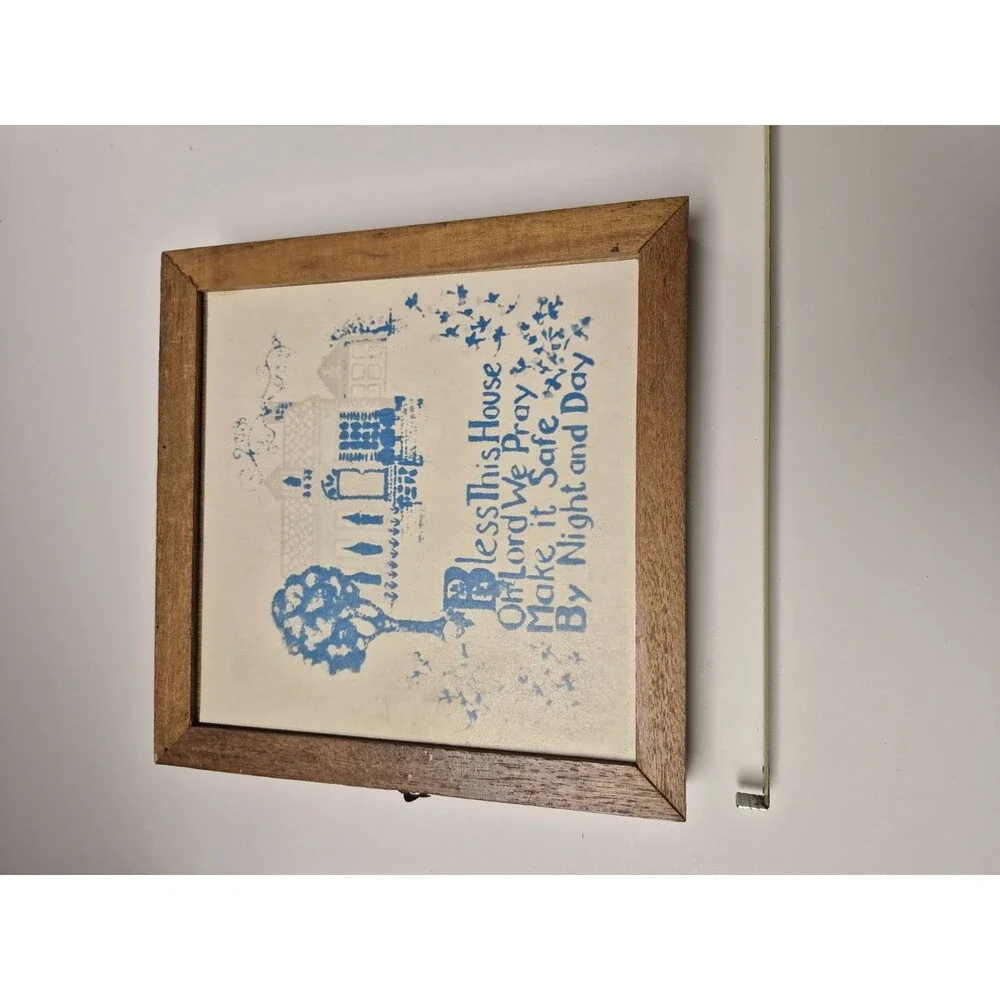 Vintage Bless This House Key Hidden Key Wall Box Faded cottage core